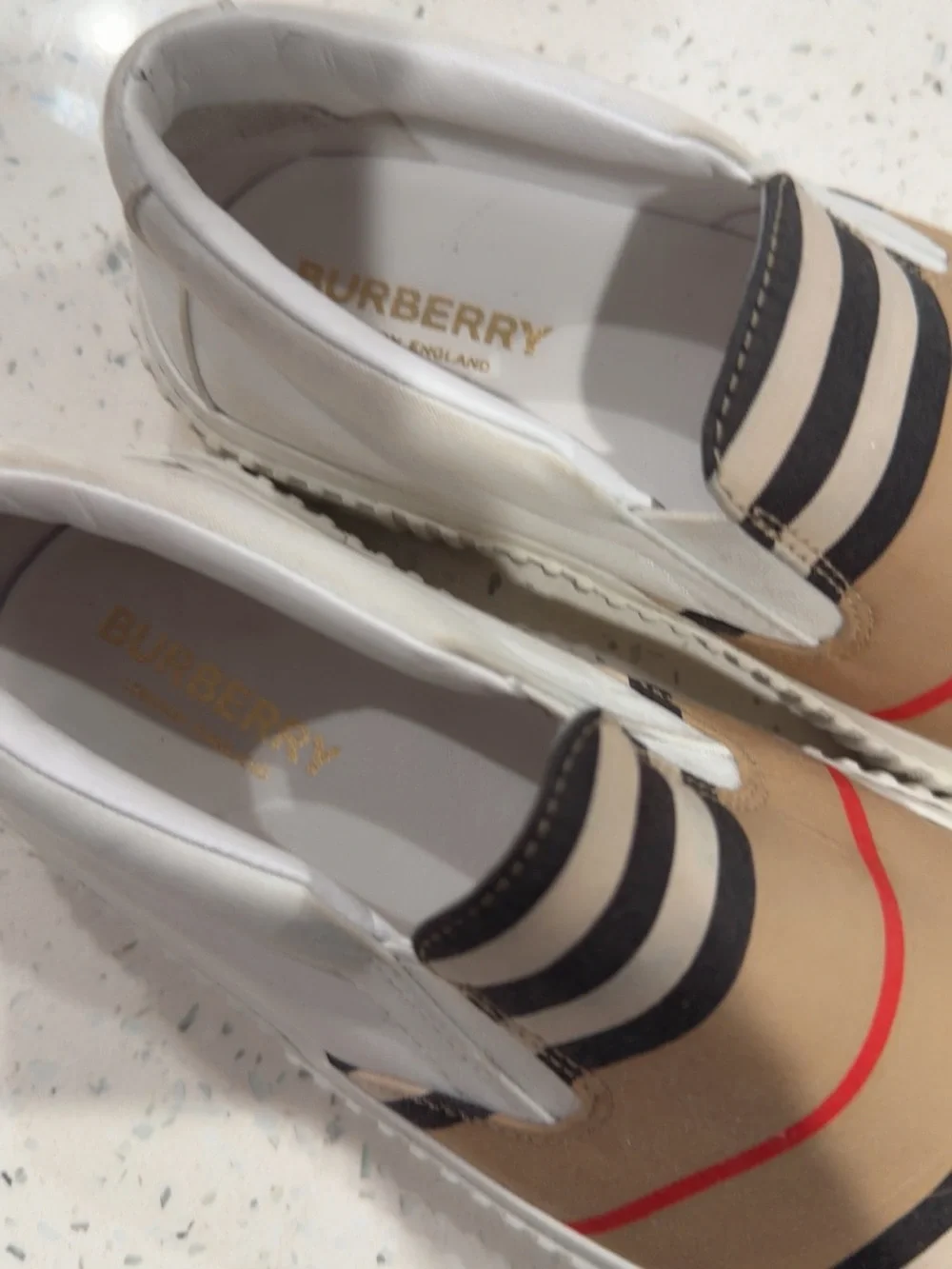Burberry Kids Slip-On Sneakers in Beige, Black, Red
